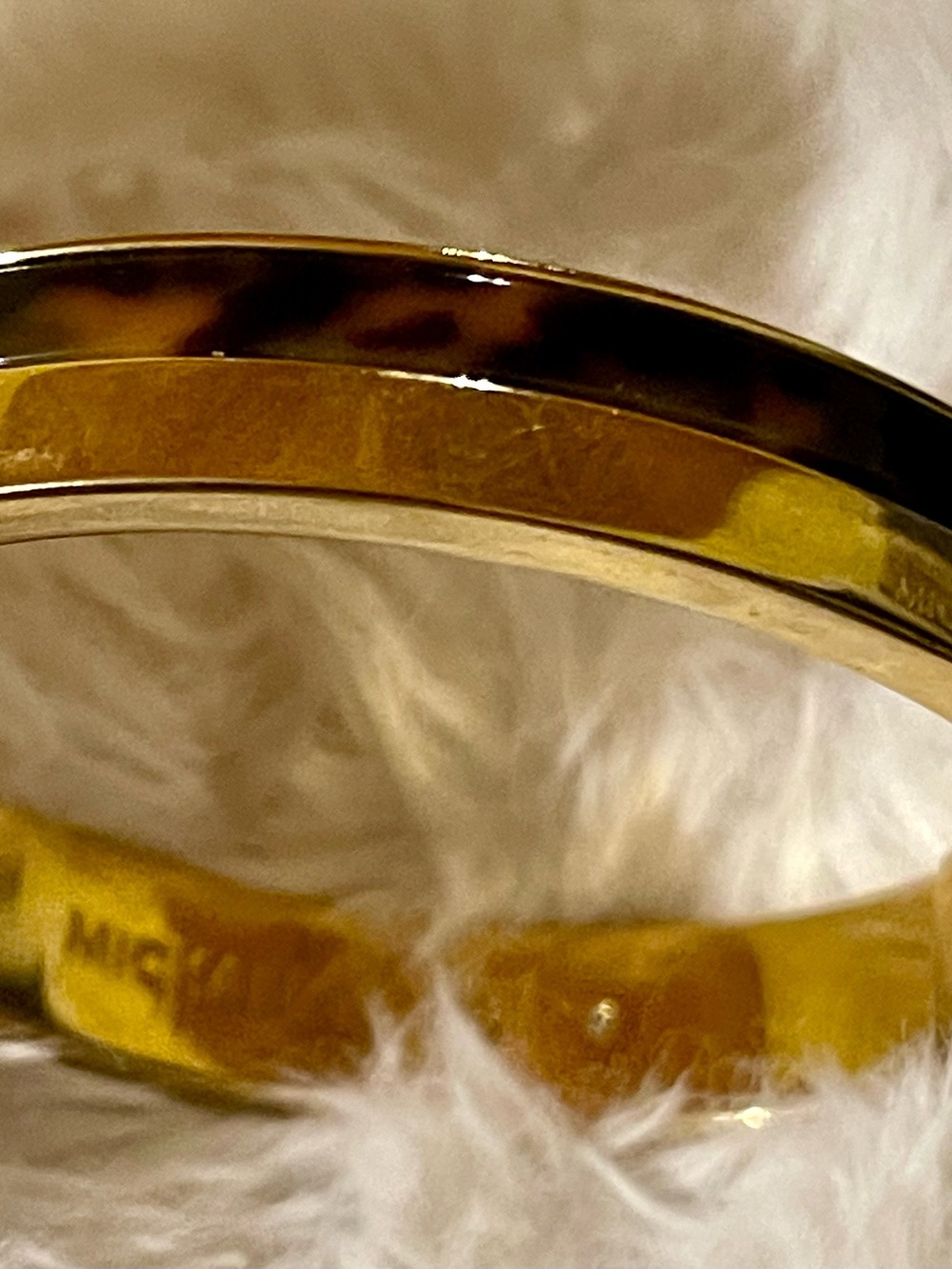 Michael Kors Gold and Tortoiseshell Inlay Bangle Bracelet - Picture 2 of 9